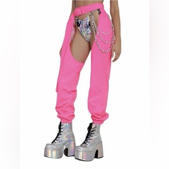 Hot & Delicious Other - iheart raves - Neon Pink reflective chaps for festivals